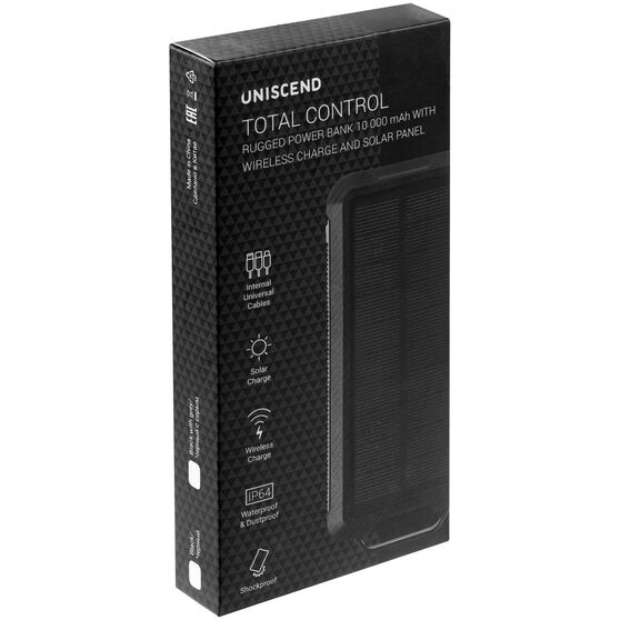 Аккумулятор защищенный Total Control 10000 мАч, черный с серым-9