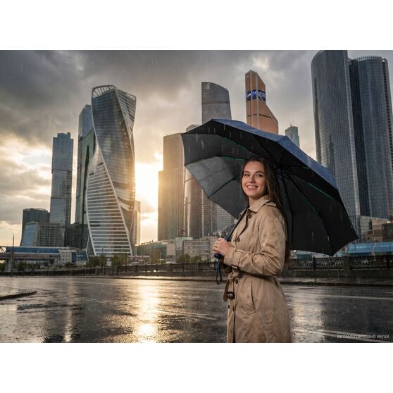 Зонт складной с УФ-защитой Ribstar, темно-синий-8