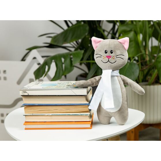 Мягкая игрушка Beastie Toys, котик с белым шарфом-5