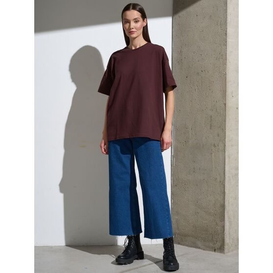 Футболка Oversize Premium, коричневая (шоколад)-6