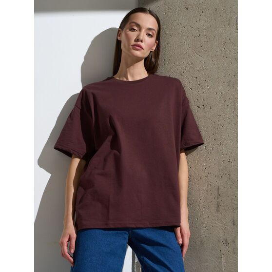Футболка Oversize Premium, коричневая (шоколад)-4