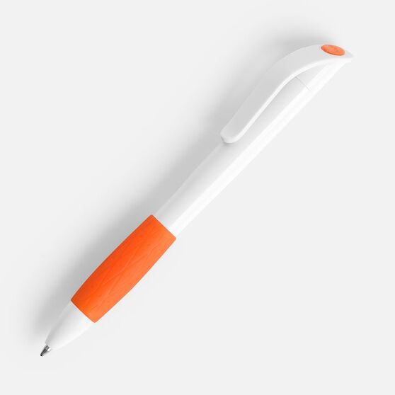 Ручка шариковая Grip, белая с оранжевым-1