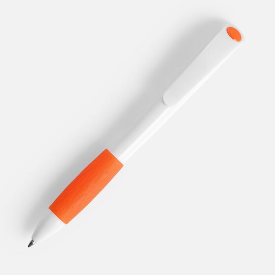 Ручка шариковая Grip, белая с оранжевым-2