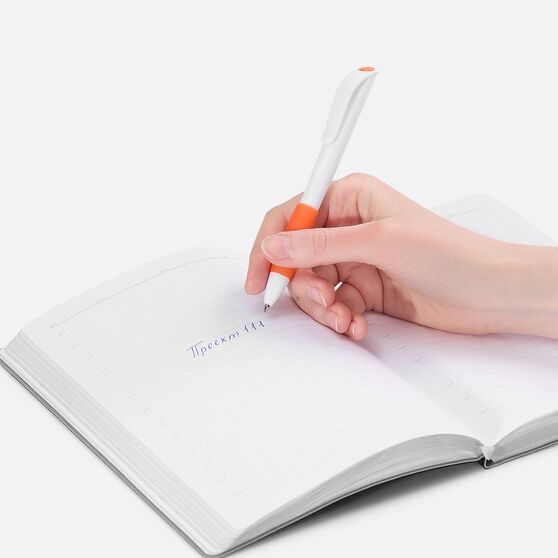 Ручка шариковая Grip, белая с оранжевым-4