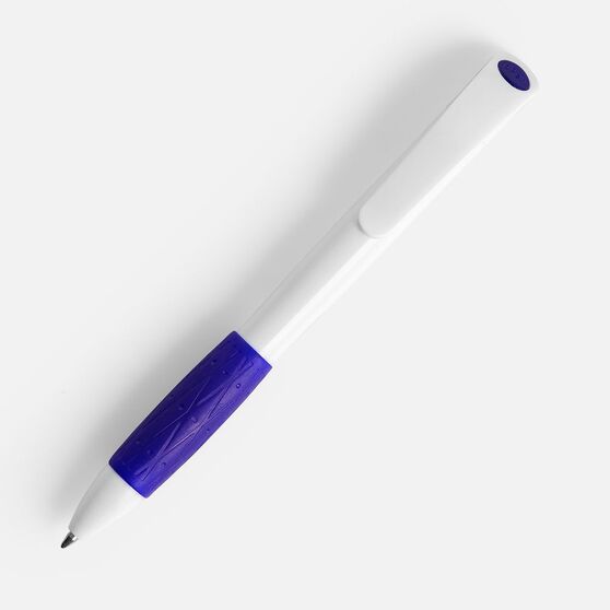 Ручка шариковая Grip, белая (молочная) с синим-2