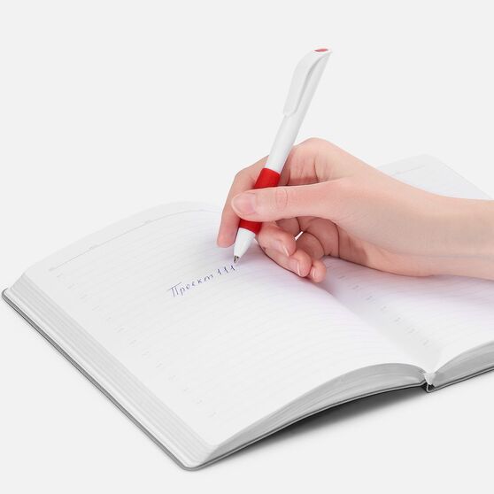 Ручка шариковая Grip, белая с красным-4