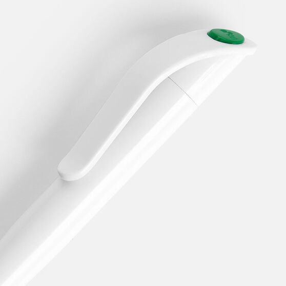 Ручка шариковая Grip, белая с зеленым-3