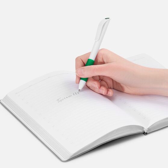 Ручка шариковая Grip, белая с зеленым-4