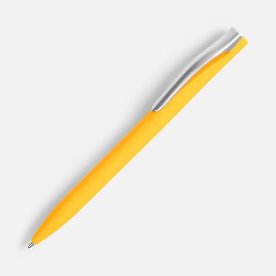 Ручка шариковая Pin Soft Touch, желтая-1