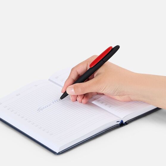 Ручка шариковая Prodir DS5 TRR-P Soft Touch, черная с красным-6