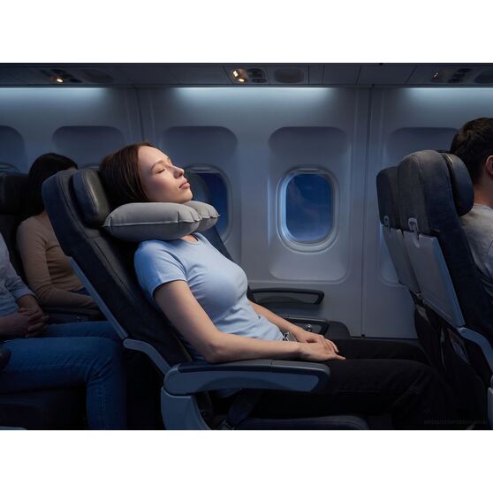 Надувная подушка под шею в чехле Sleep, темно-серая-5