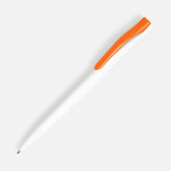 Ручка шариковая Pin, белая с оранжевым-1