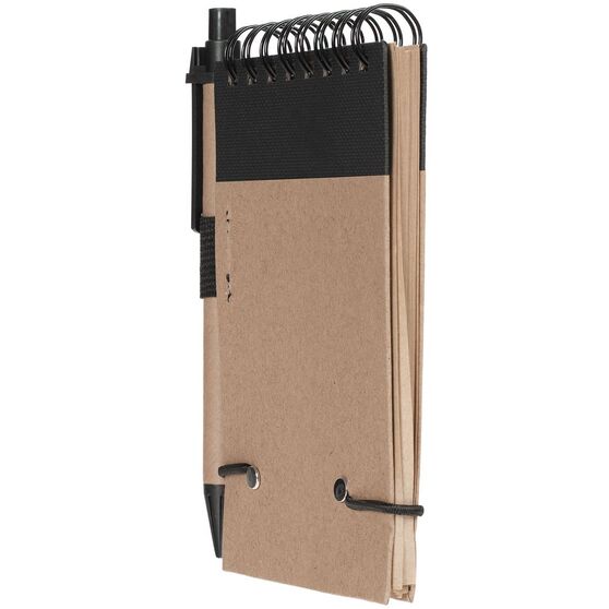 Блокнот на кольцах Eco Note с ручкой, черный-3