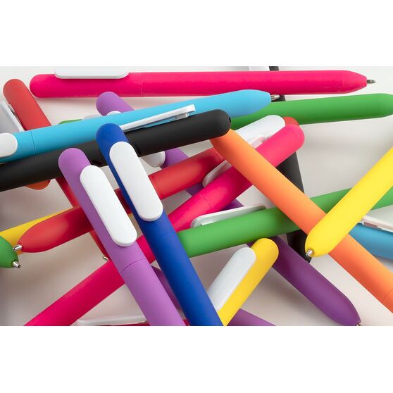 Ручка шариковая Swiper Soft Touch, неоново-оранжевая с белым-5