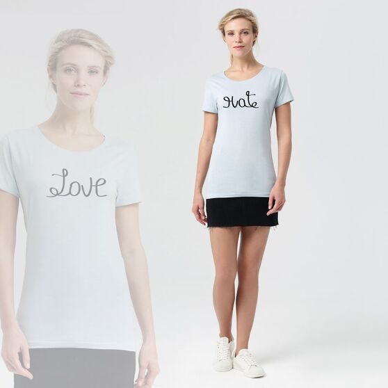 Футболка женская Hate-Love, голубая-4