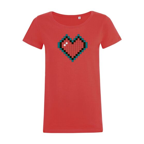 Футболка женская Pixel Heart, красная-2