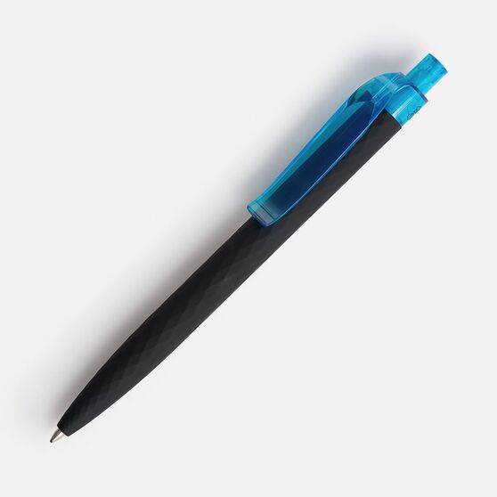 Ручка шариковая Prodir QS01 PRT-T Soft Touch, черная с голубым-1