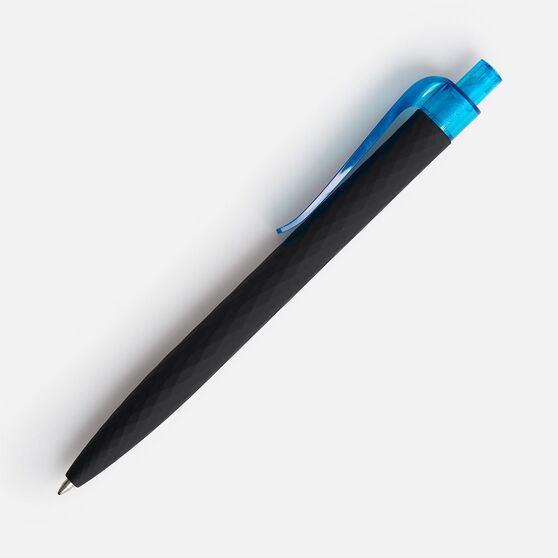 Ручка шариковая Prodir QS01 PRT-T Soft Touch, черная с голубым-2