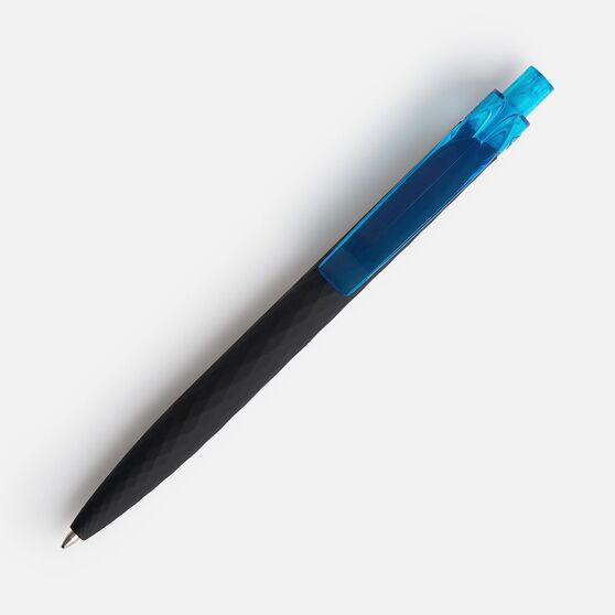 Ручка шариковая Prodir QS01 PRT-T Soft Touch, черная с голубым-3