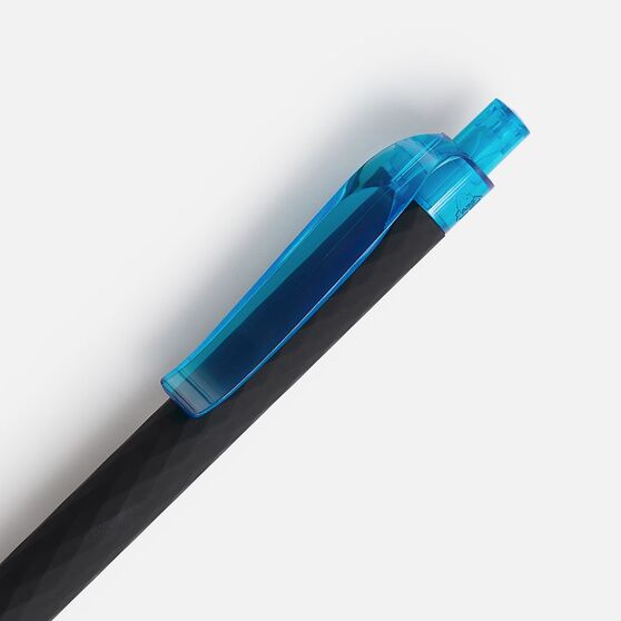 Ручка шариковая Prodir QS01 PRT-T Soft Touch, черная с голубым-4