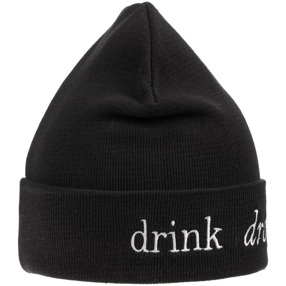 Шапка с вышивкой Drunk, черная-4