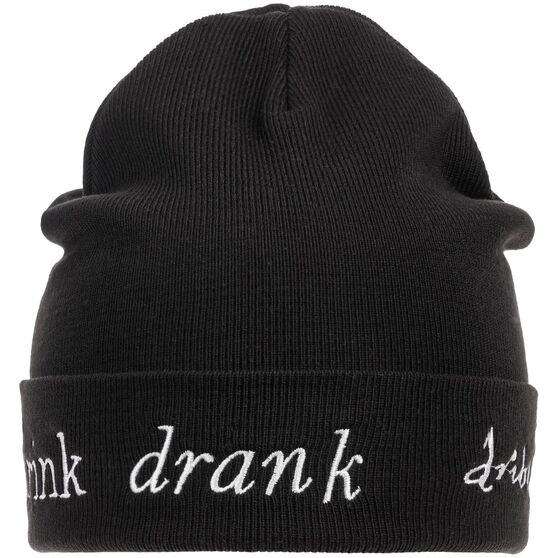 Шапка с вышивкой Drunk, черная-5