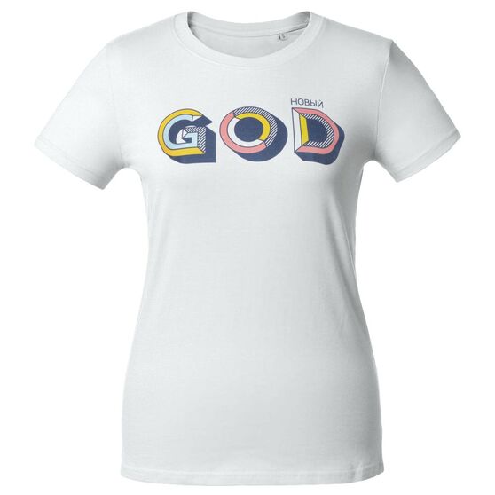 Футболка женская «Новый GOD», белая-2