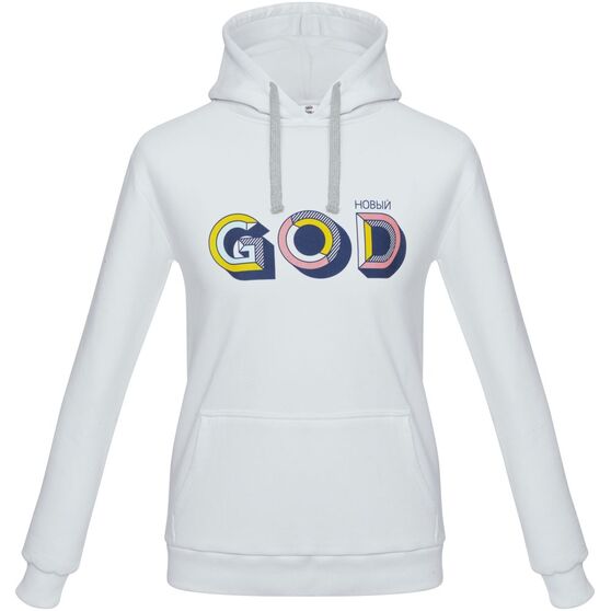 Толстовка с капюшоном «Новый GOD», белая-3