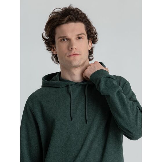 Толстовка с капюшоном унисекс Hoodie, темно-зеленый меланж-10