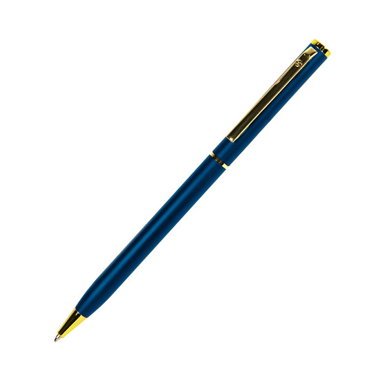 SLIM, ручка шариковая, синий/золотистый, металл-1