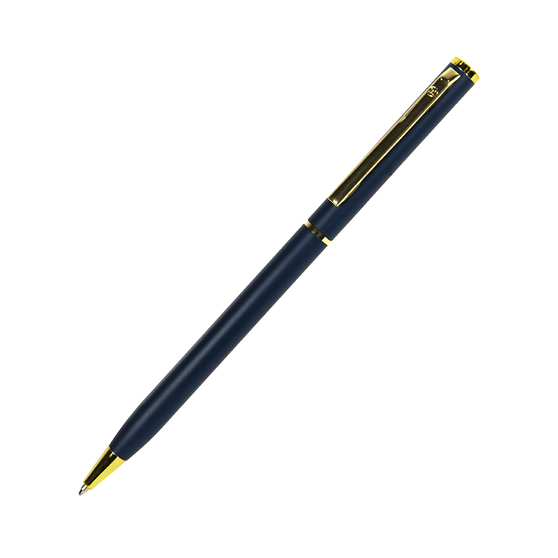 SLIM, ручка шариковая, темно-синий/золотистый, металл-1