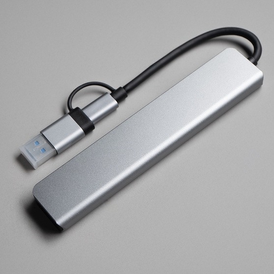 USB-хаб ROOT 8 в 1, серый, алюминий-2