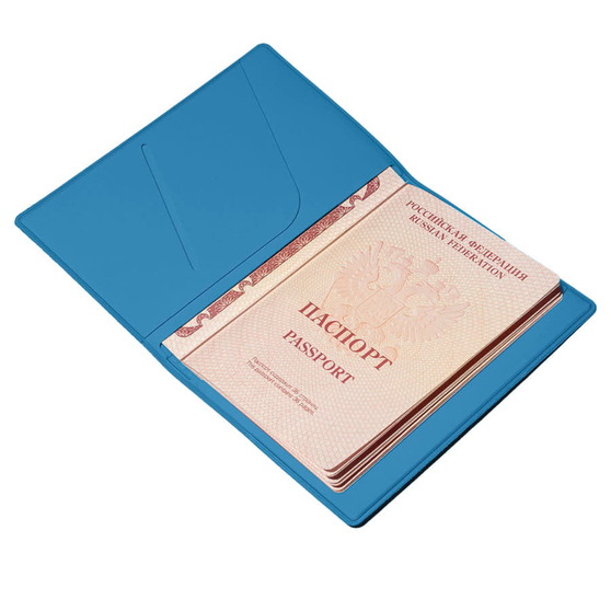 Обложка для паспорта Simply, 13.5 х 19.5 см, голубая, PU-2