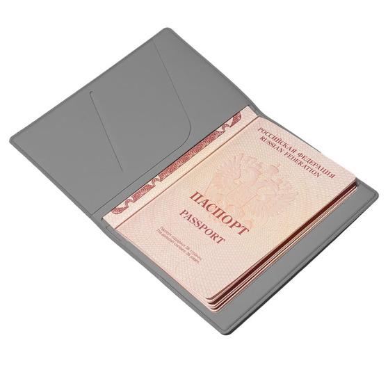 Обложка для паспорта Simply, 13.5 х 19.5 см, серая, PU-2