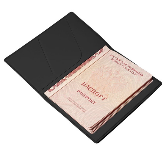 Обложка для паспорта Simply, 13.5 х 19.5 см, черная, PU-2
