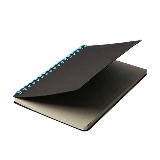 Блокнот на двойной пружине HELIX MINI, 105 х 150 мм, черный с голубым, блок в клетку-4