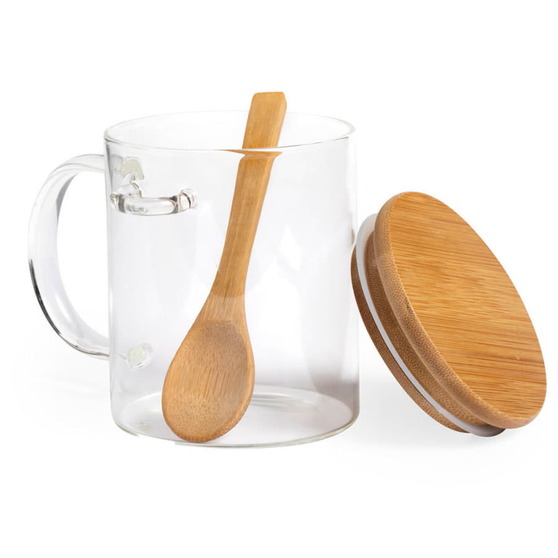 Кружка KIPAL, боросиликатное стекло, бамбук-1