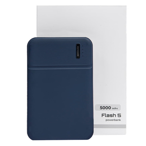 Универсальный аккумулятор Flash 5 (5000 мАч) с подсветкой и soft touch, синий, 9,8х6.3х1,3 см-7