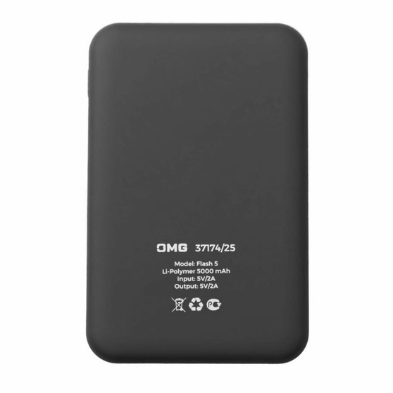 Универсальный аккумулятор Flash 5 (5000 мАч) с подсветкой и soft touch, черный, 9,8х6.3х1,3 см-3