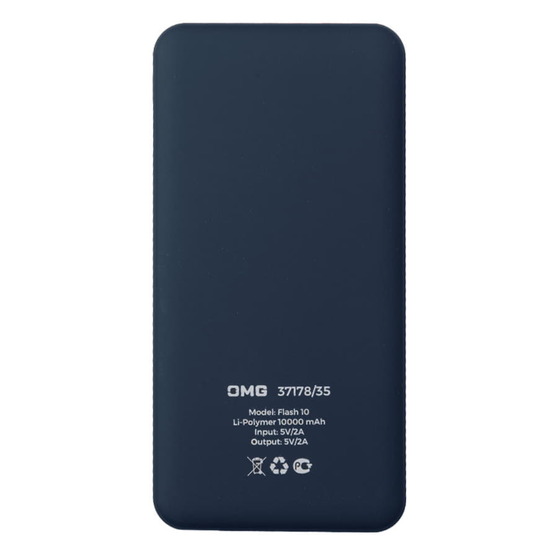 Универсальный аккумулятор Flash 10 (10000 мАч) с подсветкой и soft touch,синий,13,7х6,87х1,55 мм-3