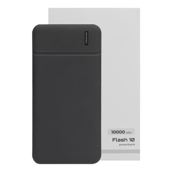 Универсальный аккумулятор Flash 10 (10000 мАч) с подсветкой и soft touch,черный,13,7х6,87х1,55мм-7