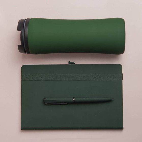 Набор подарочный OFFICEKIT: термос, ежедневник, ручка, стружка, коробка, зелёный-2