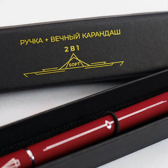 Ручка шариковая + карандаш вечный 2 в 1 soft-6