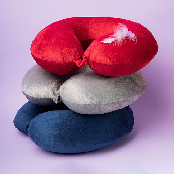 Подушка дорожная "SOFT"; memory foam, микрофибра,серый-3