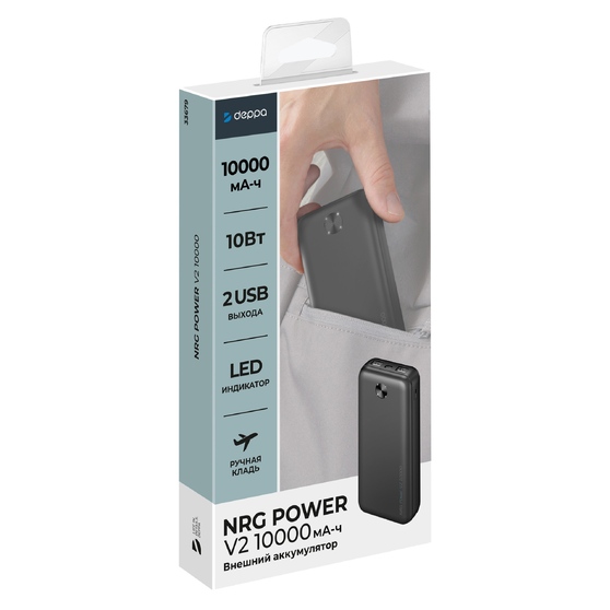 Внешний АКБ NRG Power V2 10000 мА-ч, 2A, 2xUSB-4