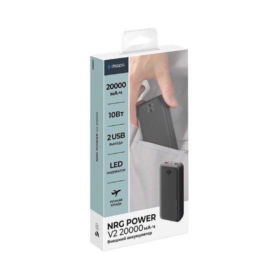 Внешний АКБ NRG Power V2 20000 мА-ч, 2A, 2xUSB-6