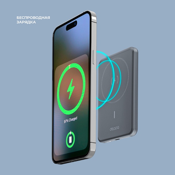 Внешний АКБ NRG MageSafe Alum 5000 мА-ч, 15Вт QI-3
