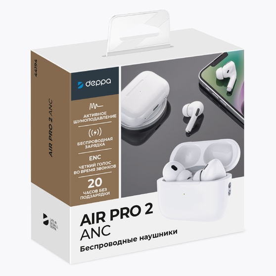 Беспроводные наушники с микрофоном Air Pro 2 ANC, TWS, BT 5.3, 300 мАч, ANC, QI-5