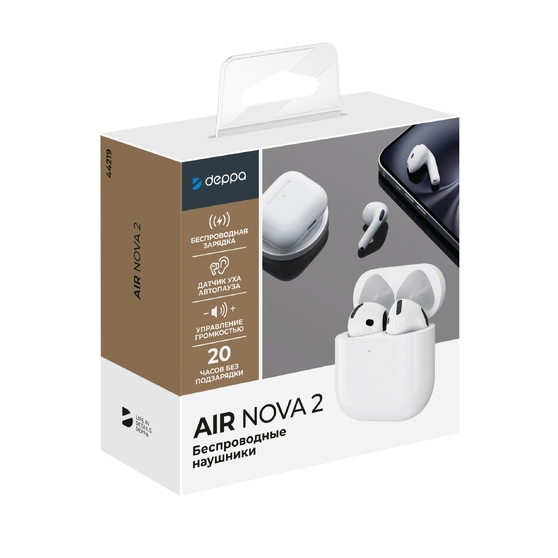 Беспроводные наушники с микрофоном Air Nova 2, TWS, BT5.4, 300 мАч, QI-4