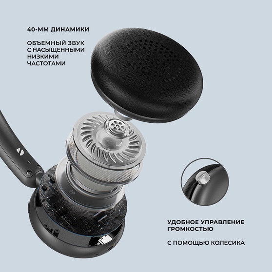 Беспроводные накладные наушники Stereo Light, BT 5.4, 300 мАч-4